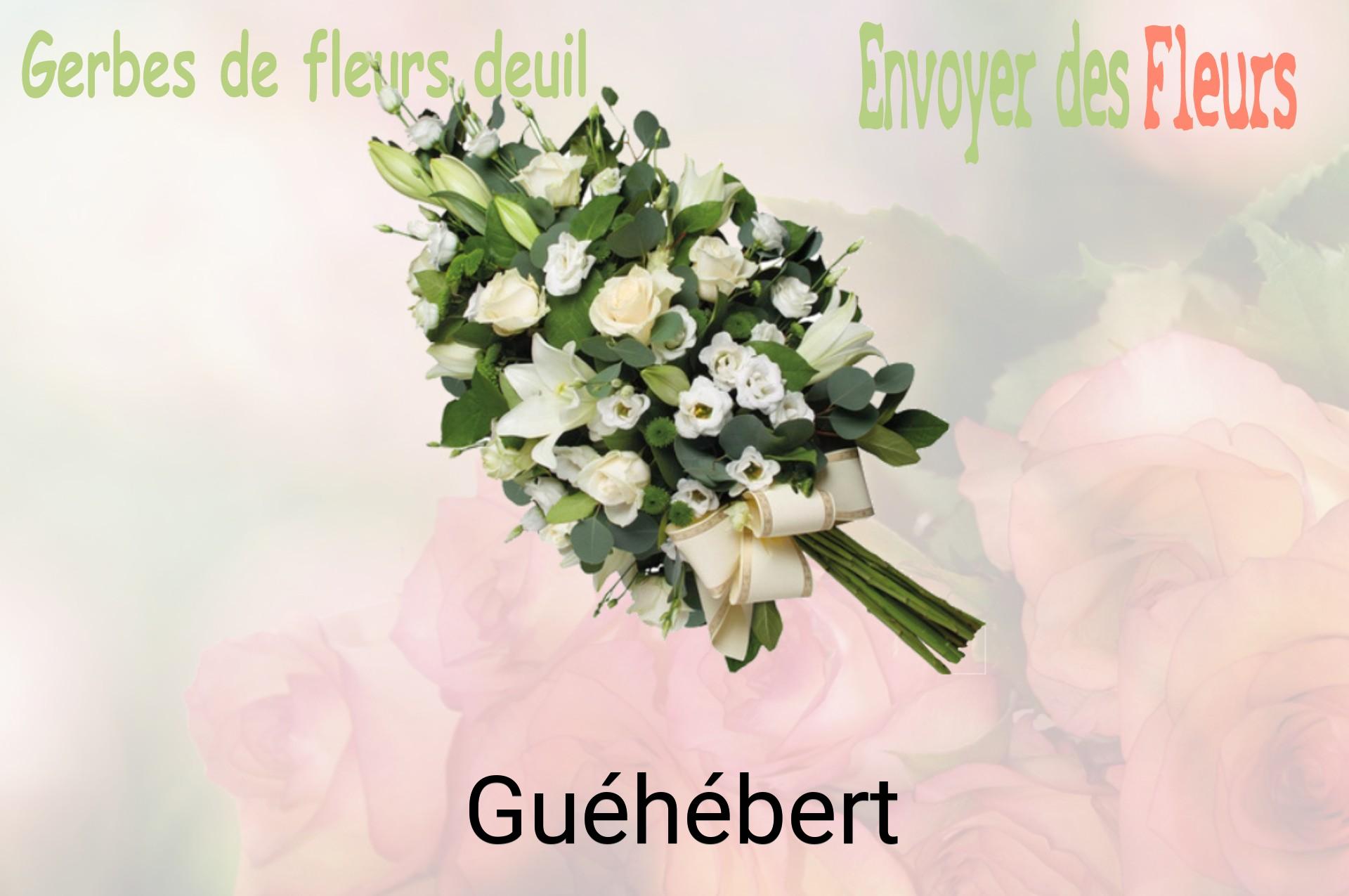 Gerbe de fleurs de deuil livrée à Guéhébert